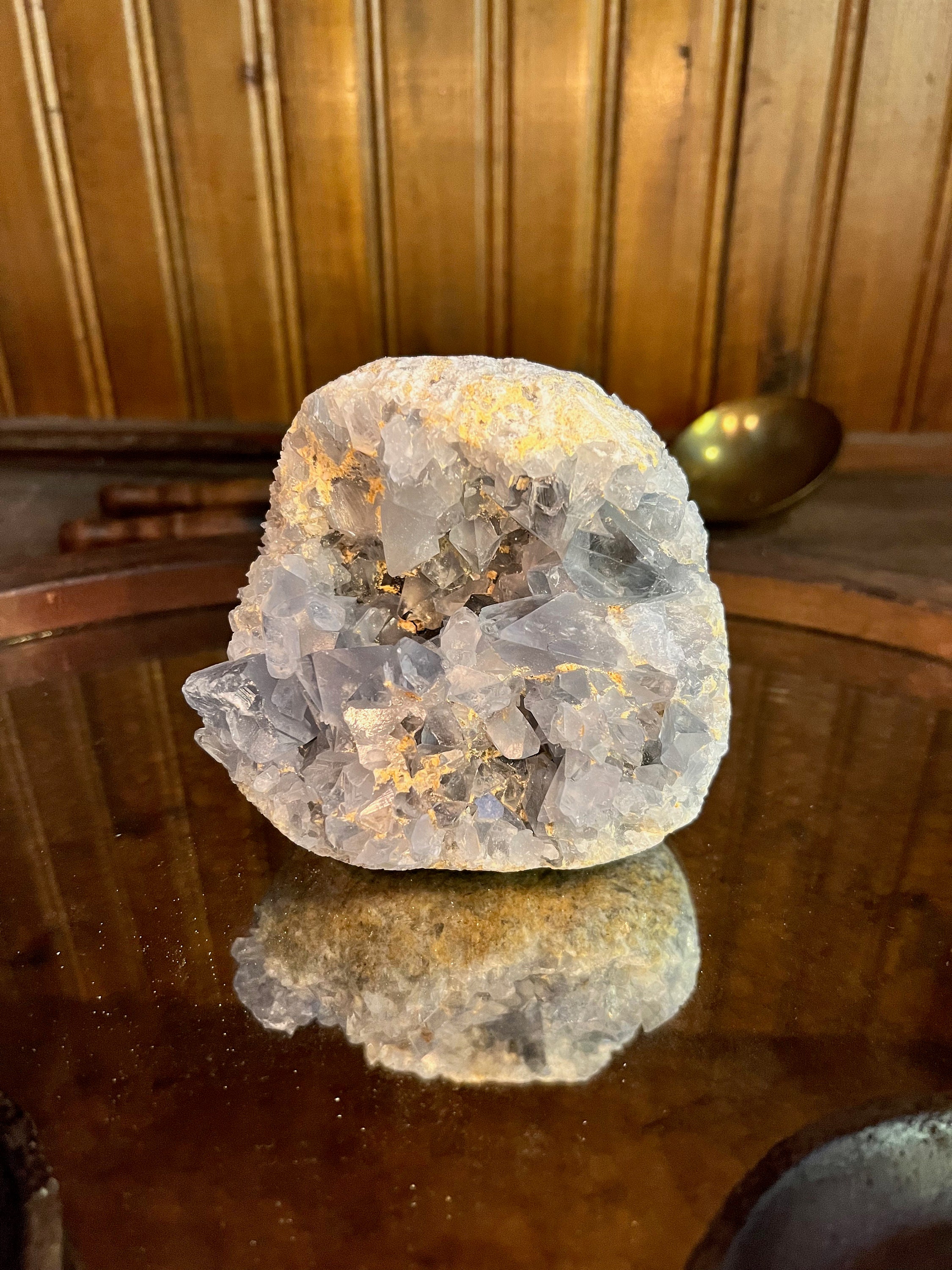 Large Blue Celestite Cluster: Natural Madagascar Geode (44oz)