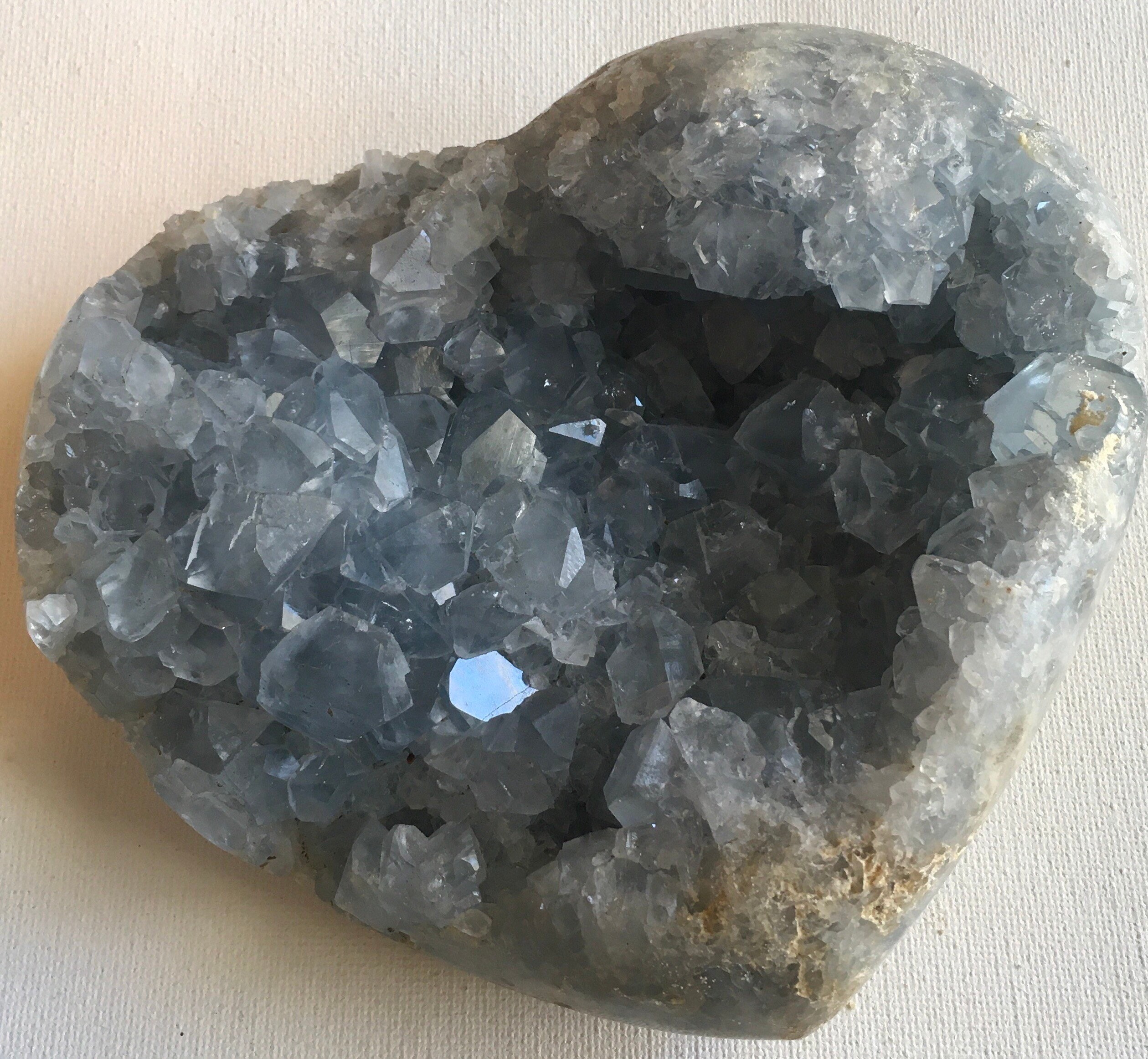 Large Celestite Crystal Heart Cluster: Angel Stone Geode (5.5x4x2")