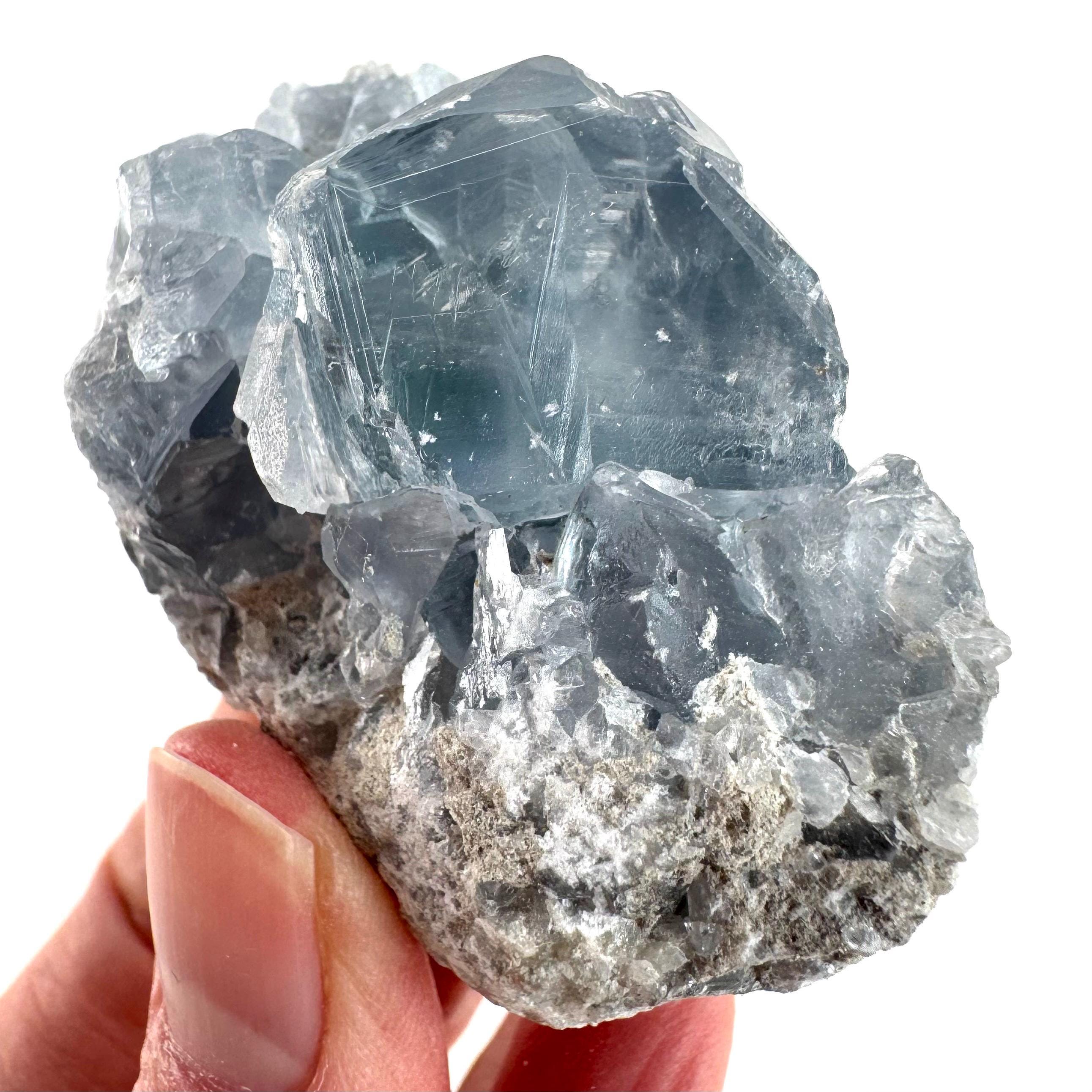 Celestite , Natural Blue Crystal, Mineral Specimen From Madagascar