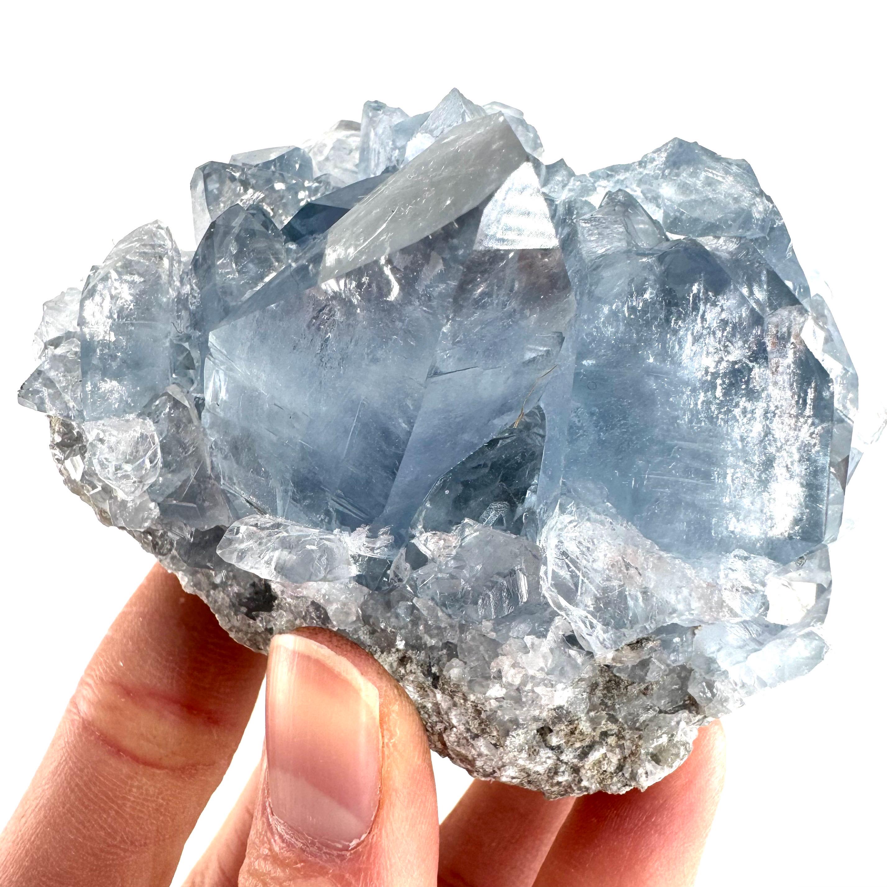 Celestite , Natural Blue Crystal, Mineral Specimen From Madagascar