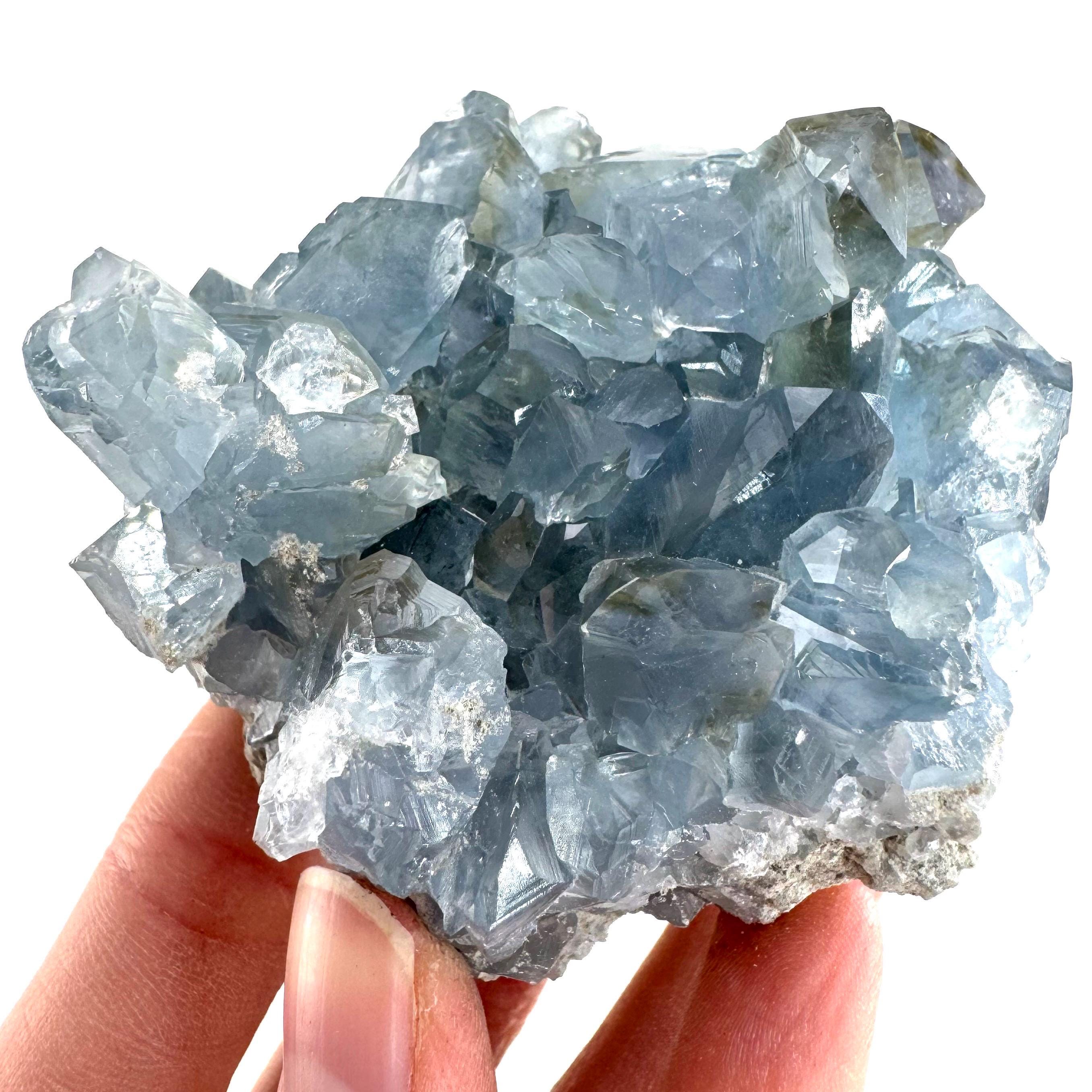 Celestite , Natural Blue Crystal, Mineral Specimen From Madagascar
