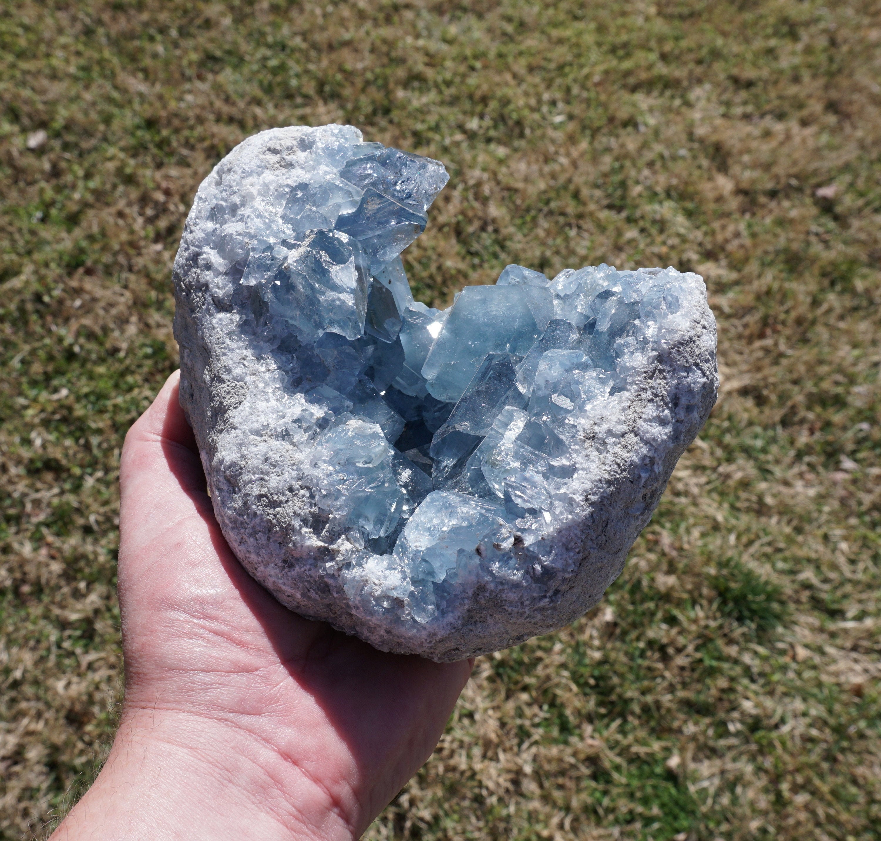Celestite ~ Natural Crystal Cluster - Madagascar ~ 5 Pounds, 5.6 Ounces ~ 6" X 5" X 3" Celestite ~ Natural Crystal Cluster - Madagascar ~ 5 Pounds, 5.6 Ounces ~ 6" X 5" X 3"