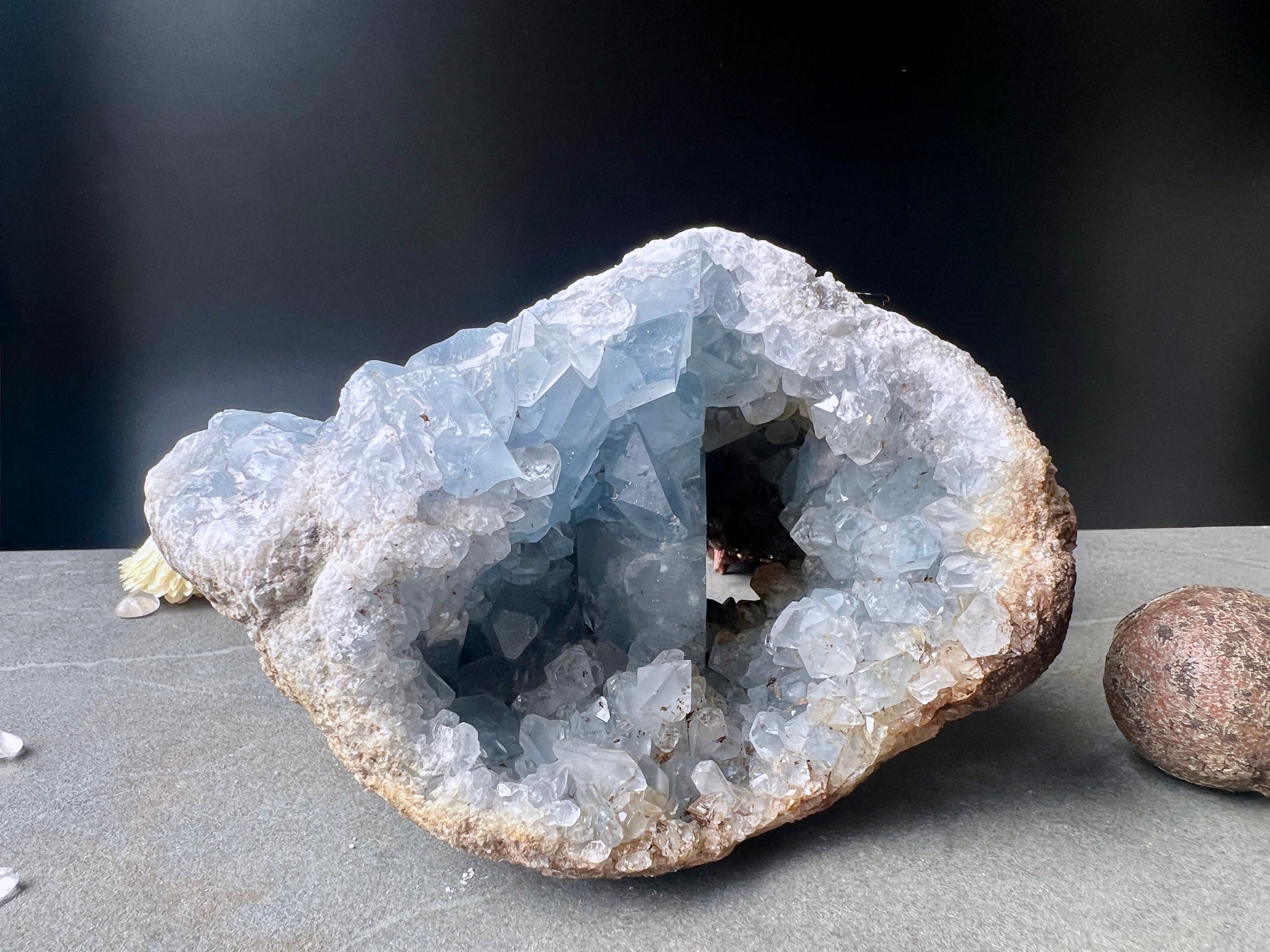 Xl Blue Celestite Cluster 1160 Grams Raw Blue Celestine Druzy Geode From Madagascar