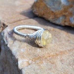 Gemstone Wire Wrap Rings several gems to pick Citrine, Malachite, Moonstone, Labradorite, Celestite, Amethyst
