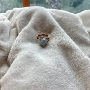 Raw Celestite Ring, Wire Wrapped Blue Crystal, Non-Tarnish Jewelry, Size 8 3/4
