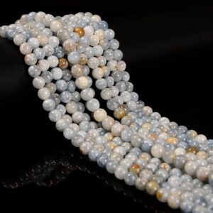 Natural Blue Celestite Smooth Round Beads Size 6mm 8mm 10mm 15.5'' Strand Natural Blue Celestite Smooth Round Beads Size 6mm 8mm 10mm 15.5'' Strand