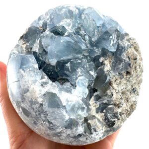 Celestite Crystal Sphere | Madagascar Geode, Sky Blue Mineral (96mm, 1552g)