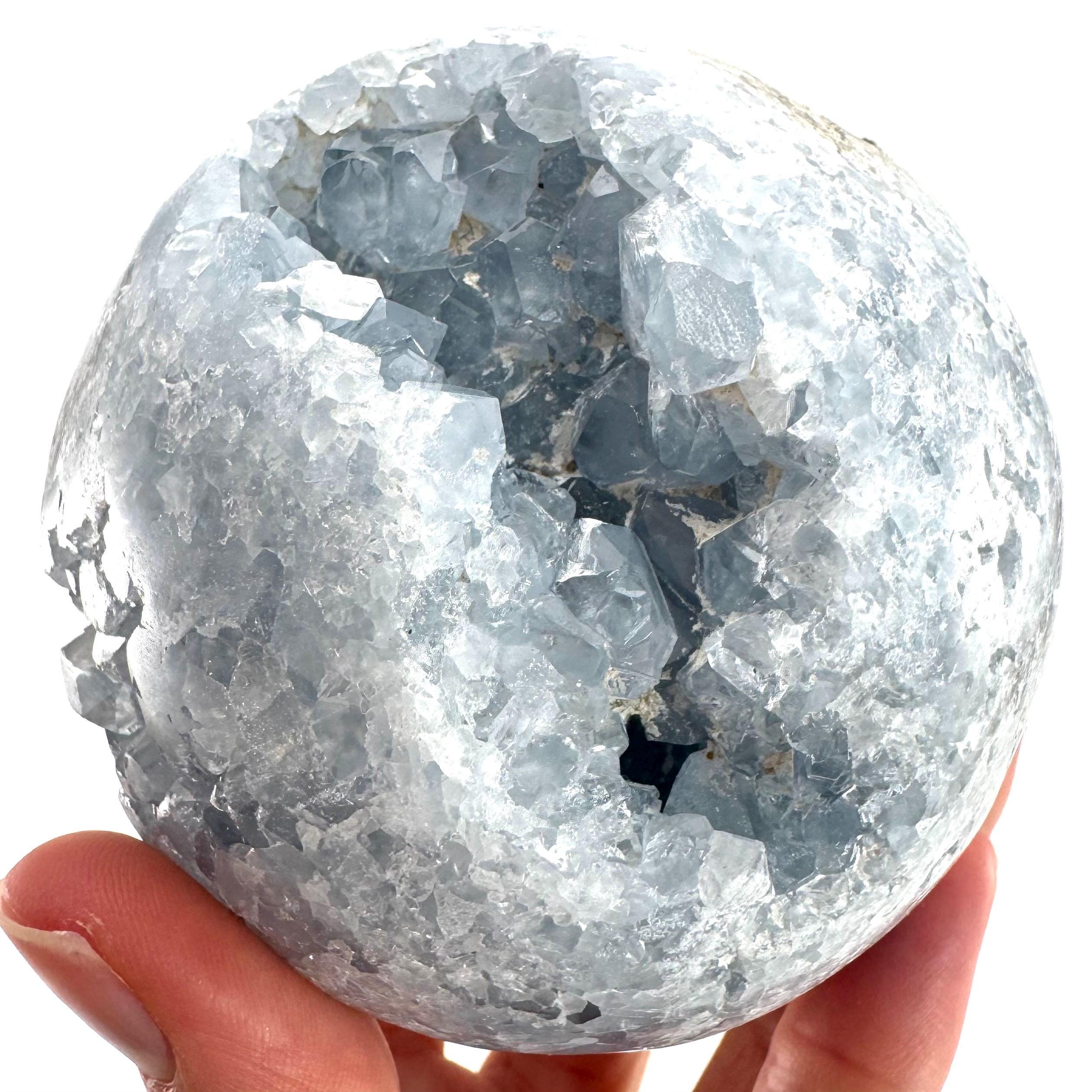 Celestite Crystal Sphere | Madagascar Geode, Sky Blue Crystals