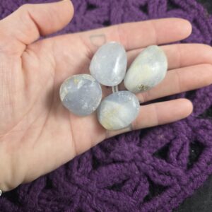 4 Celestite Tumbled Crystals Magick Starry Night Stones Moonchild Starseed Gridding Set Bundle Lot