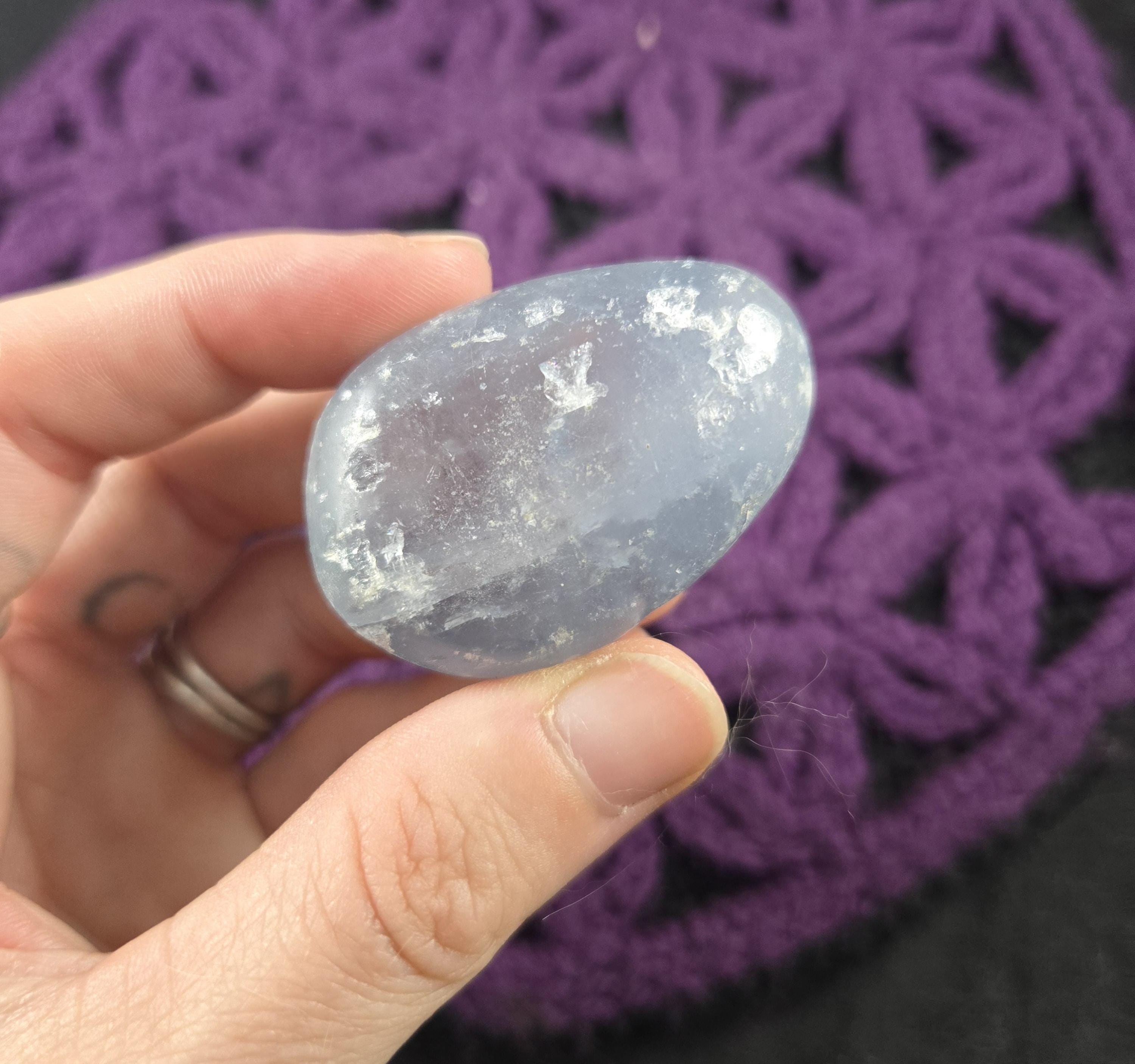 Celestite Tumbled Stone Crystal Pale Icy Blue Magick Starry Night Small Palmstone Moonchild Starseed Crystals Rare