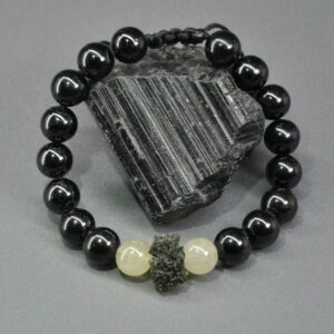 Certified Moldavite bracelet men with Libyan desert glass High vibration green and yellow meteorite bracelet