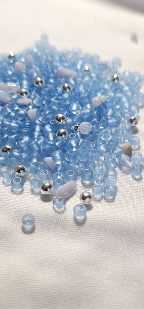 Chalcedony And Hematite Crystal Loc Sprinkle Beads, Silver Braid Jewelry Dreadlock Accessories, Blue Loc Jewelry, Dread Beads