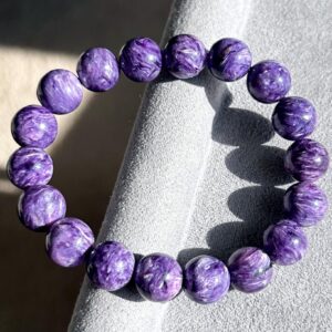 11mm, Certified Natural Collection Grade Purple Charoite Bracelet, Charoite With Nice Swirls Patterns, Charoite Bracelet, 天然最高品顶级紫龙晶手串