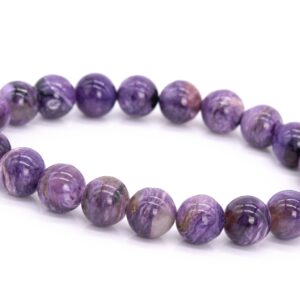 19 Pcs - 10MM Charoite Bracelet Grade A+ Genuine Natural Purple Round Gemstone Beads (115260)