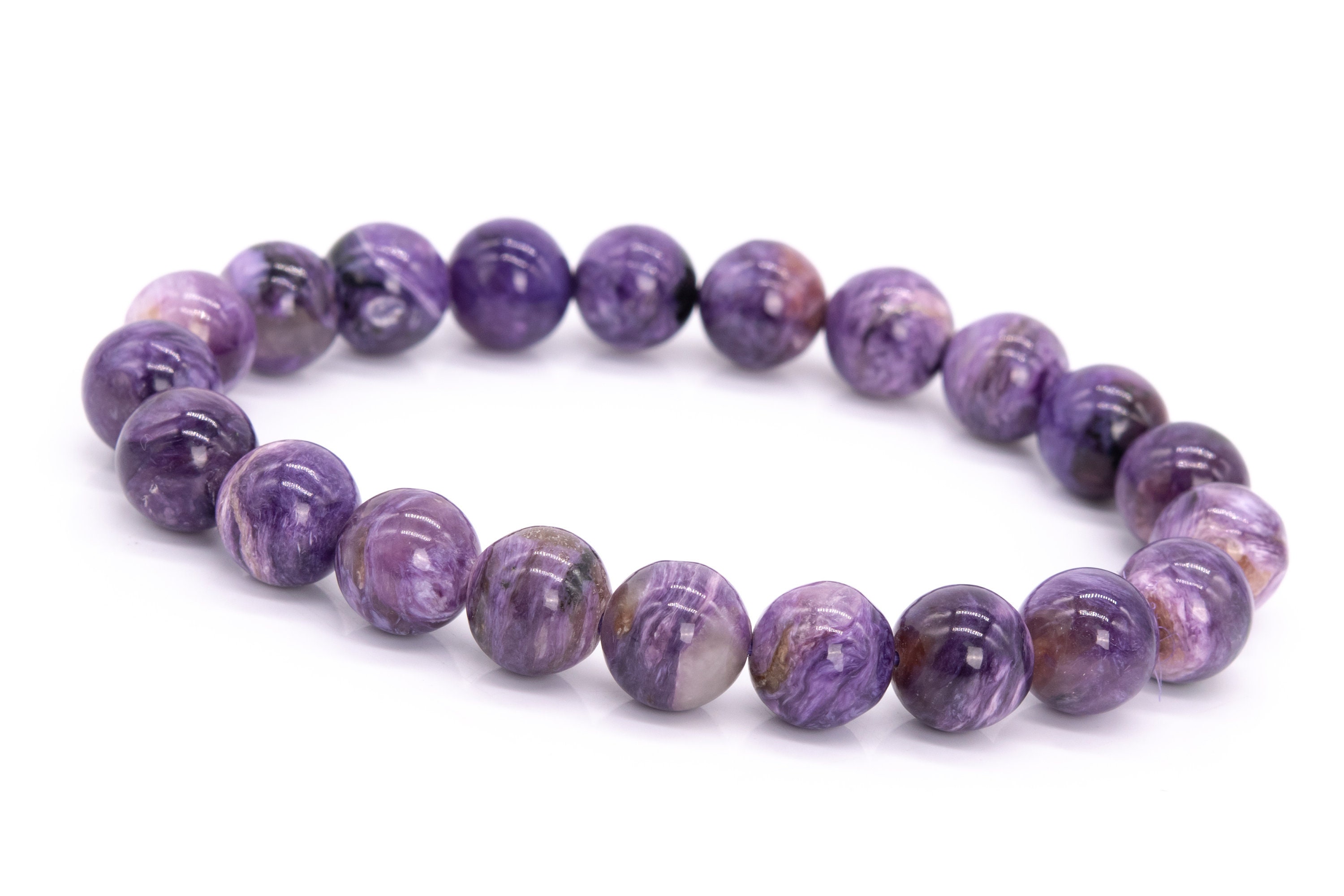 19 Pcs - 10mm Charoite Bracelet Grade A+ Genuine Natural Purple Round Gemstone Beads (115260)