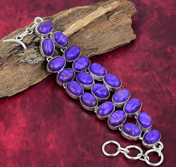 Charoite Bracelet, 925 Sterling Silver Jewelry Bracelet, Adjustable Bracelet, Gemstone Bracelet, Handmade Jewelry, Wedding Jewelry