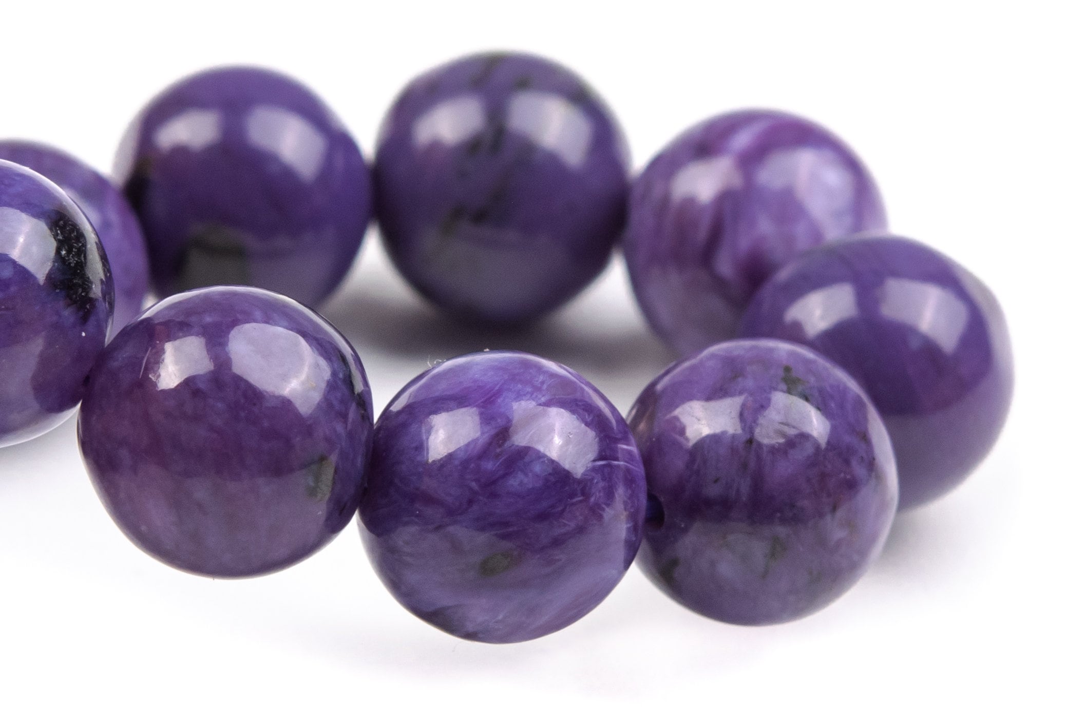 9mm Charoite Beads Deep Purple Bracelet Grade Aaa Genuine Natural Round Gemstone 7" (124608h-2025)