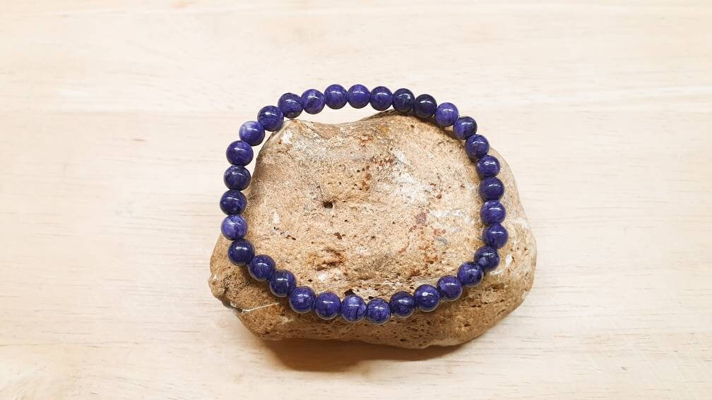 Charoite Bracelet. Elastic Stretch Bracelet. Reiki Jewelry Uk. Violet Flame Bracelet
