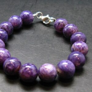 Charoite Genuine Bracelet - 25.84 Grams - 10mm Round Beads - 7 Inches
