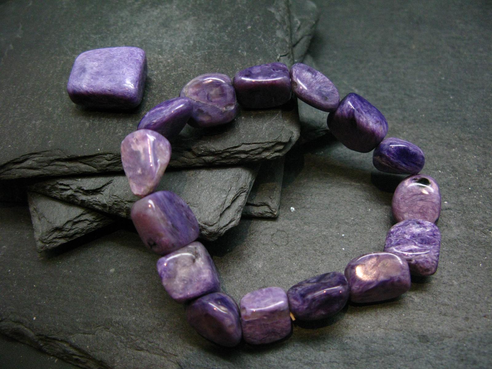 Charoite Genuine Bracelet ~ 7 Inches  ~ 14mm Tumbled Beads