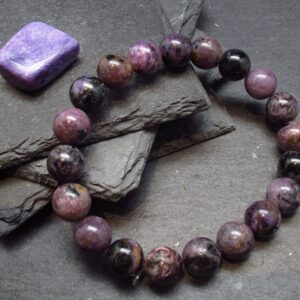 Charoite Genuine Bracelet ~ 7 Inches ~ 10mm Round Beads
