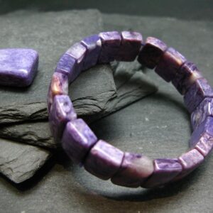 Charoite Genuine Bracelet ~ 7 Inches ~ 14mm Squared Beads