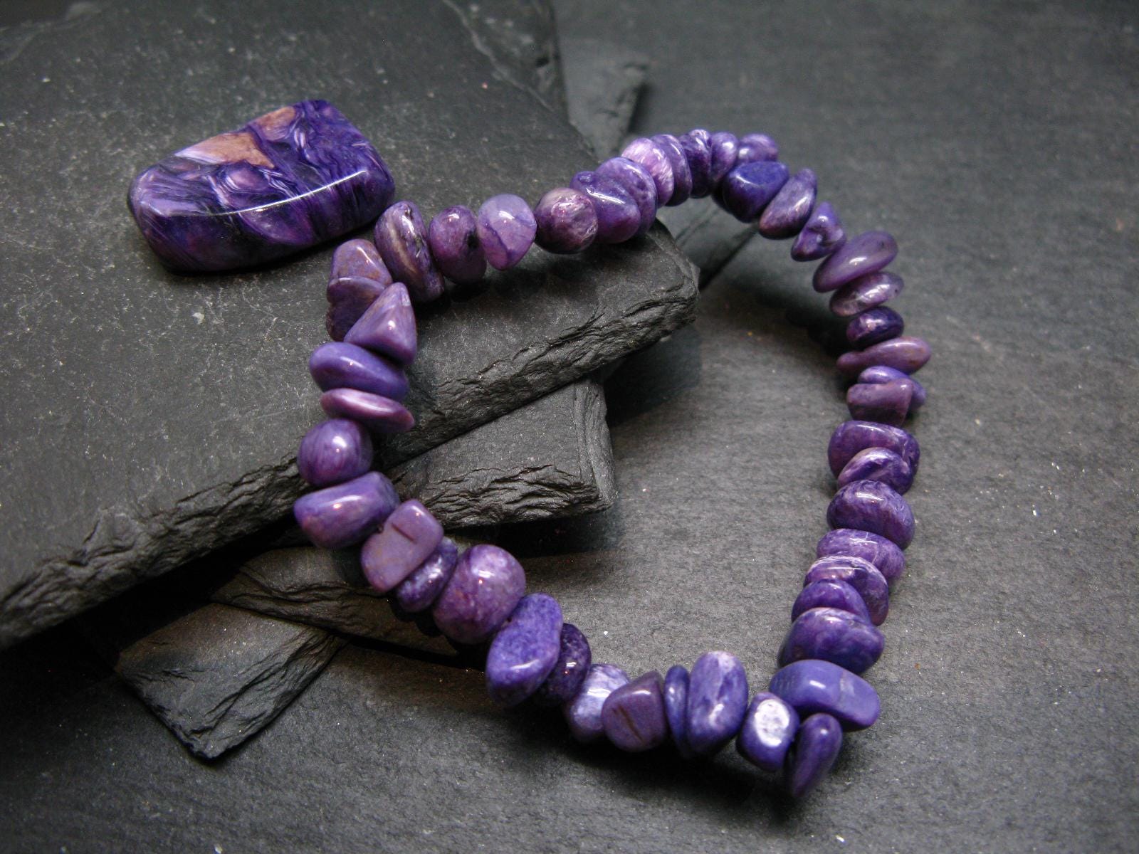 Charoite Genuine Bracelet ~ 7 Inches ~ 10mm Tumbled Beads