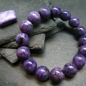 Charoite Genuine Bracelet ~ 7 Inches ~ 13mm Round Beads