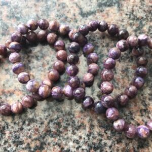 Genuine Charoite  8-9mm Round Natural Purple Beads Finished Bracelet - 1piece