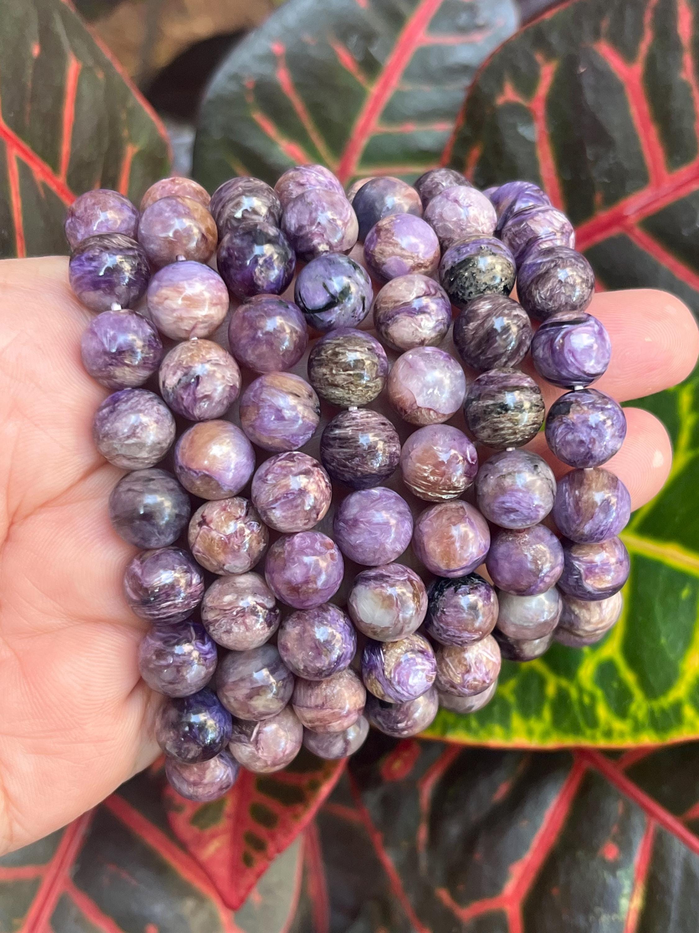 Genuine Charoite 9.8-10.1mm Round Natural Purple Gemstone Beads Finished Bracelet - 1piece