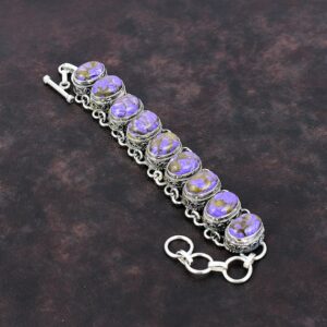 Handmade Copper Charoite Bracelet: 925 Sterling Silver Adjustable Chain