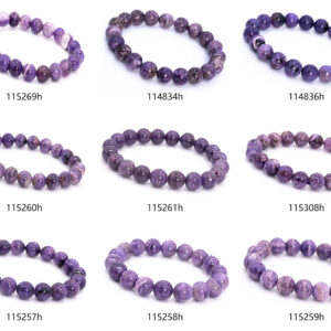 Russia Charoite Beads 7"/7.5"/8" Bracelet Genuine Natural Round Gemstone Beads