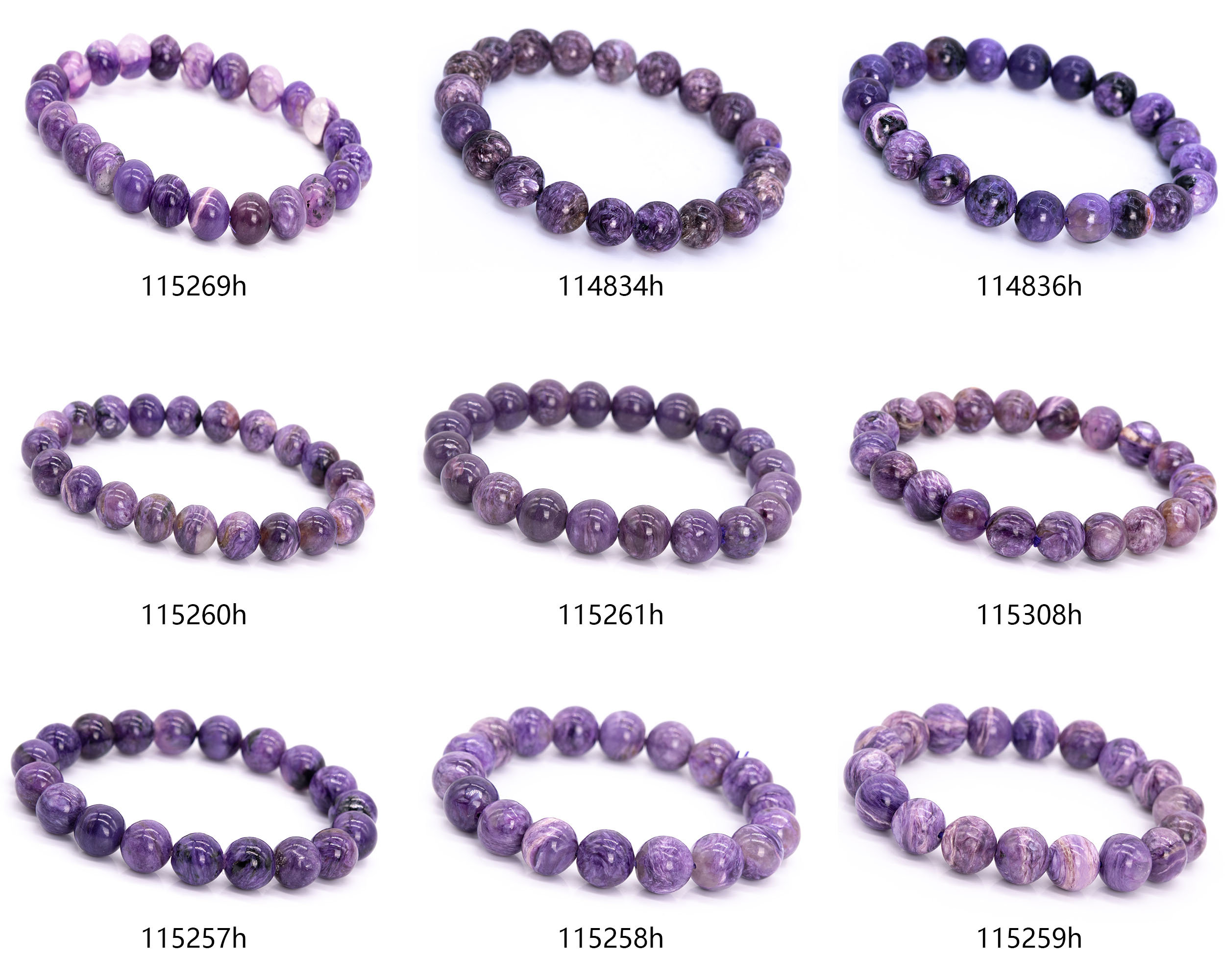 Russia Charoite Beads 7"/7.5"/8" Bracelet Genuine Natural Round Gemstone Beads