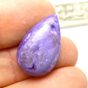 10.250 Carats Charoite Cabochon Tear Drop Bright Purple Lovely Quality Chatoyant Schiller Designer One Of A Kind Unique Jewelry Ring Pendant