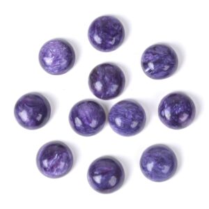 11mm  Natural charoite gemstone round flatback cab cabochon