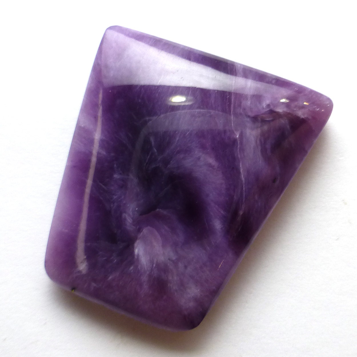 18.39 Carats Charoite Cabochon Geometric Bright Purple Lovely Quality Chatoyant Schiller Designer One Of A Kind Unique Jewelry Ring Pendant