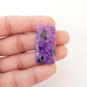 36x19x6 Mm Charoite Stone Cabochon Baguette Shape 49.8 Carat Gemstone For Jewelry