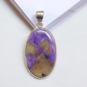925 Sterling Silver Pendant, Charoite Cab Pendant, Natural Charoite Cabochon, Anniversary Gift, Charoite Stone,gift For Her Handmade Pendant