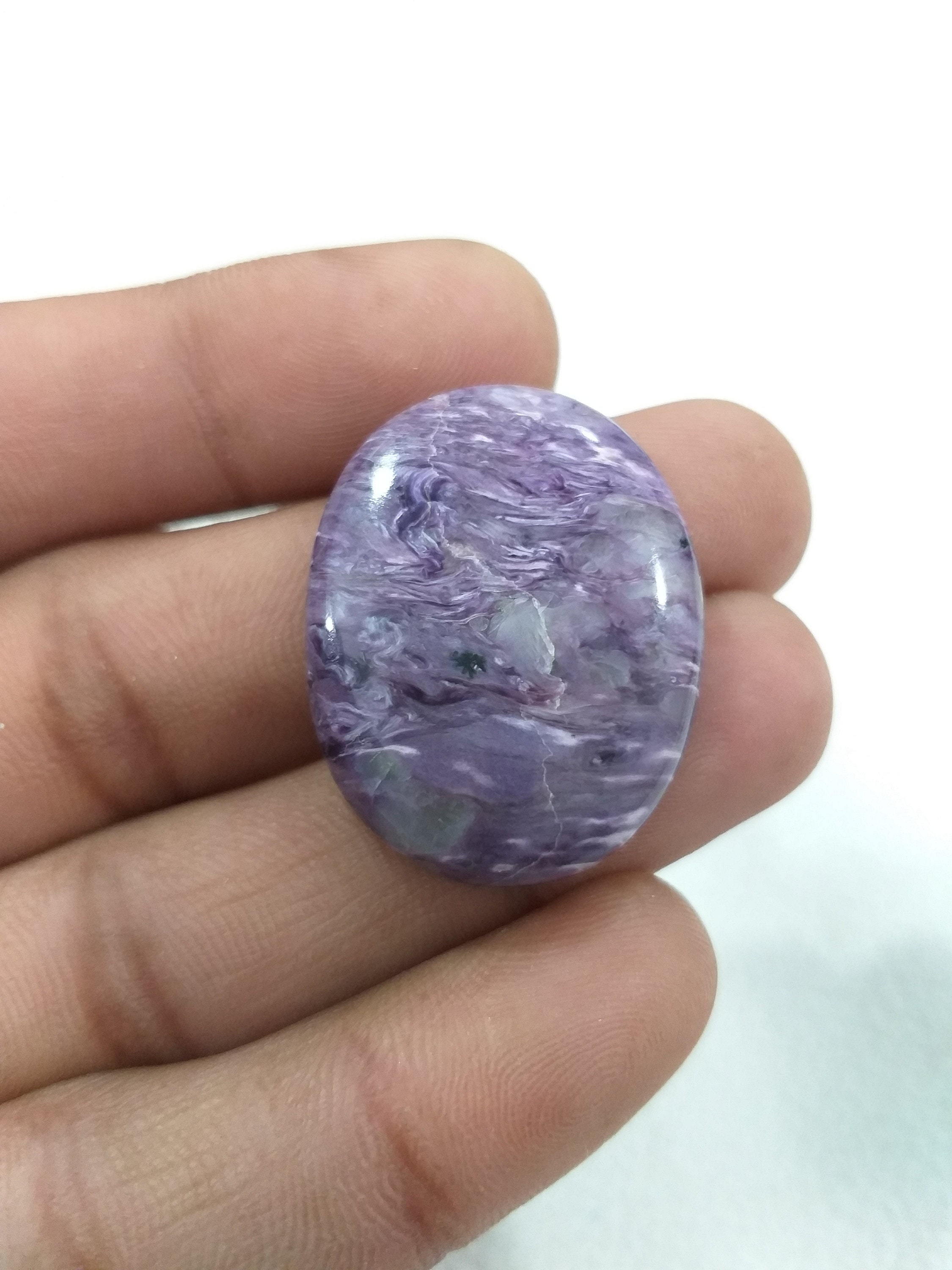 Aaa Russian Charoite Cabochon, Oval Gemstone (32x24x7 Mm)