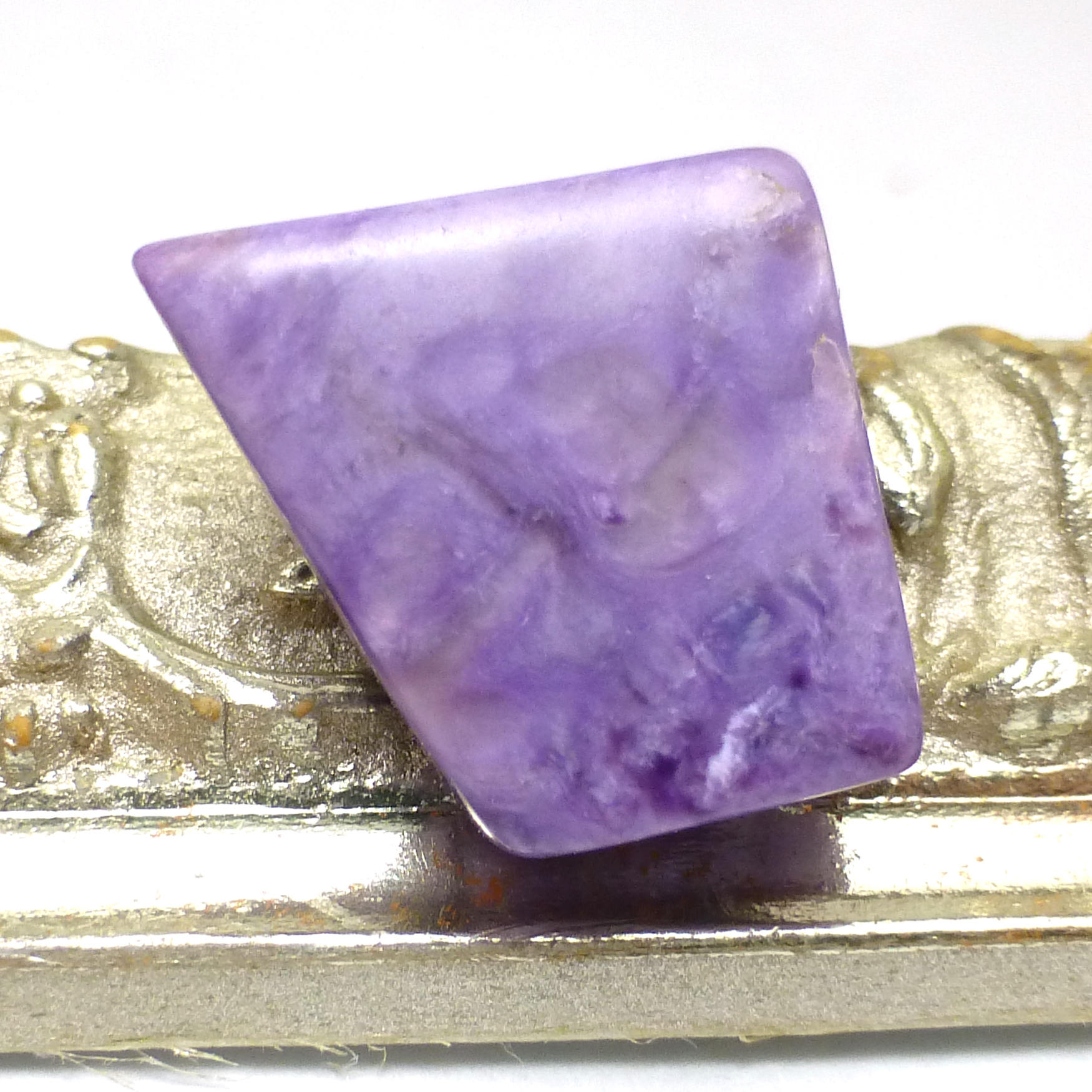 Charoite Cabochon Free Form Geometric Bright Purple Lovely Quality Chatoyant Schiller Designer One Of A Kind Unique Jewelry Ring Pendant