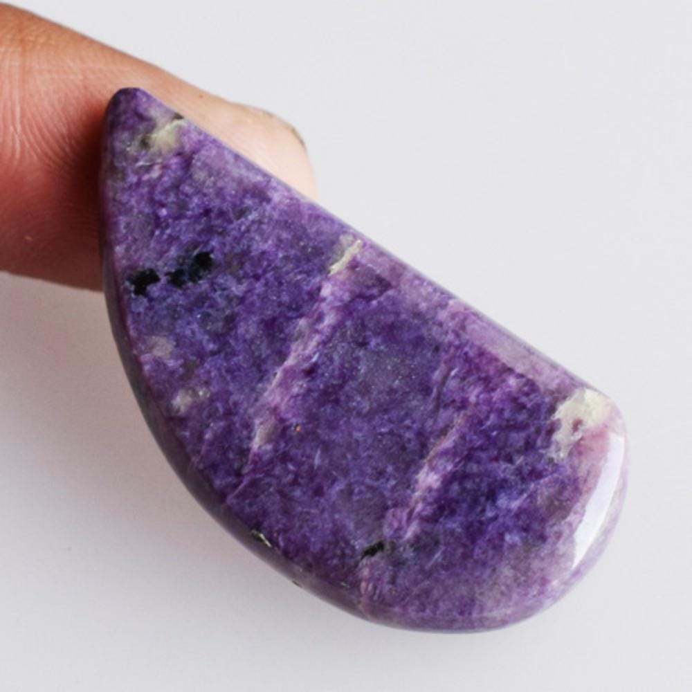 Natural Charoite Gemstone Cabochon, Purple Flat Back For Jewelry Making (38x19x4.5 Mm)