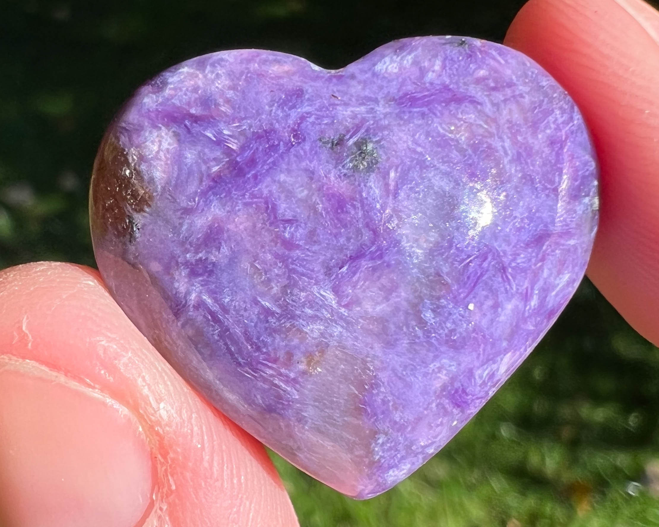 Charoite Heart Cabochon, Charoite Cabochon, Purple Gemstone Heart, Crystal Heart Carving, For Jewelry, Pendant, , Sagittarius #5 Charoite Heart Cabochon, Charoite Cabochon, Purple Gemstone Heart, Crystal Heart Carving, For Jewelry, Pendant, , Sagittarius #5