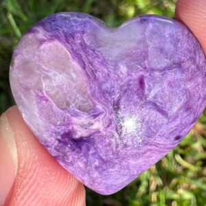 Charoite Heart Cabochon, Charoite Cabochon, Small Chatoyant Bright Purple Gemstone, Crystal Heart Carving, For Jewelry, Pendant, Gift #4