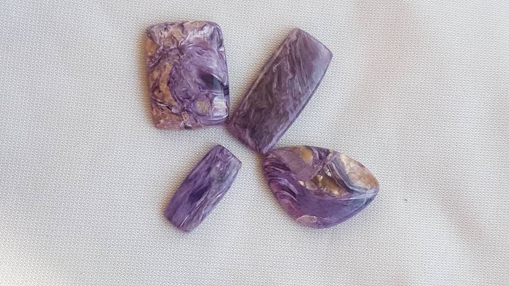 Natural Charoite Cabochons: Jewelry Making Stone Lot (14.27gms) (4 Pieces)
