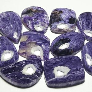 Natural Charoite Cabochon Gemstone: Mix Shape,healing Crystal Meditation Jewelry Stress Blood Pressure Pain Relief Ring Pendent Carving Art.
