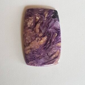 Natural Charoite Cabochon: Rectangle Gemstone for Jewelry Making (3.25×2.5×0.4cm)