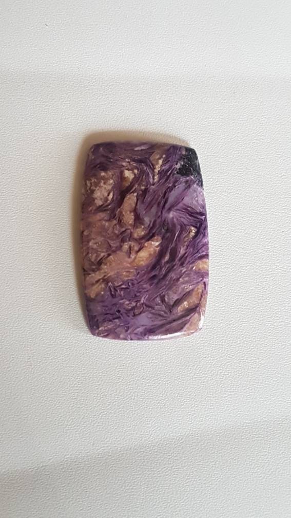 Natural Charoite Cabochon: Rectangle Gemstone For Jewelry Making (3.25×2.5×0.4cm)