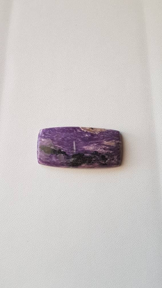 Natural Charoite Cabochon: Rectangle Semi Precious Stone (37.5x17.5x5mm)