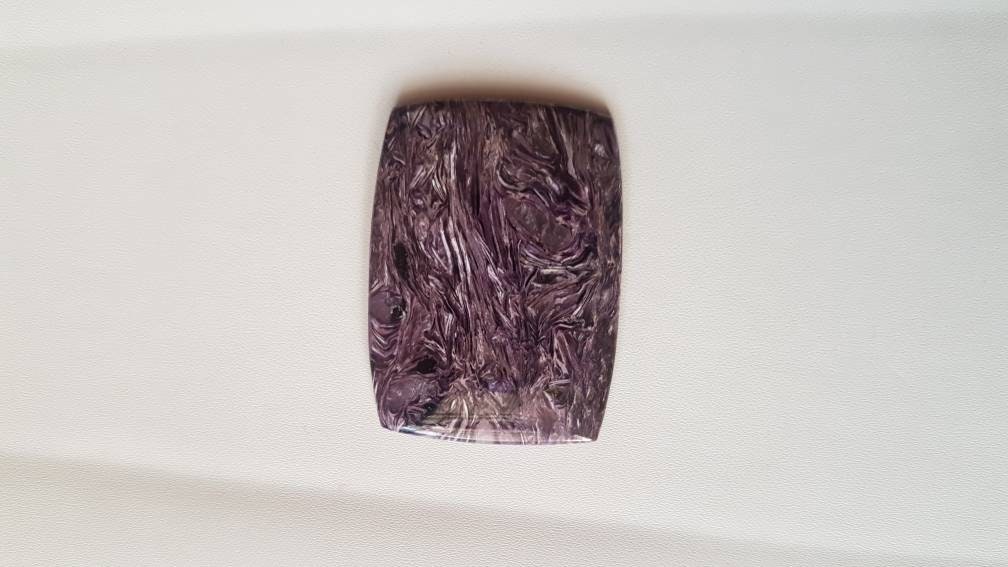 Natural Charoite Cabochon: Rectangular Gemstone For Jewelry Making (5×3.5×0.5cm)