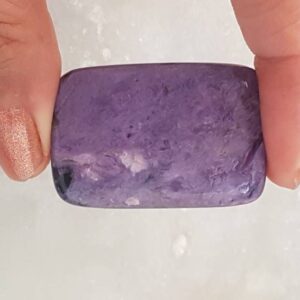 Natural Charoite Cabochon: Rectangular Semiprecious Gemstone, (4×2.5×0.5 Cm)